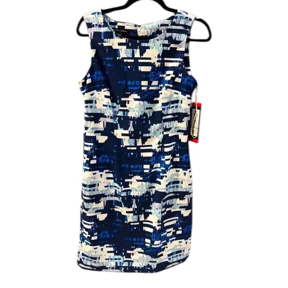 NWT Mario‎ Serrani size 8 blue and White dress